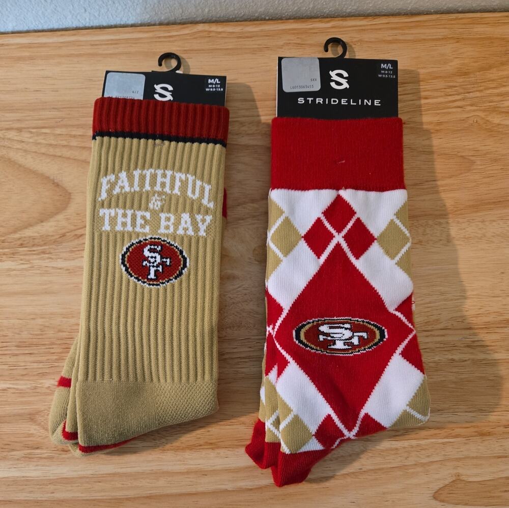San Francisco 49ers Socks Pack of 2 Premium Knit Crew Nfl Logo